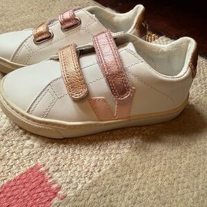 Veja Kids Sneakers with Cream and Rose Gold Accents